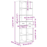 Produktbild för Högskåp rökfärgad ek 70x42,5x185 cm konstruerat trä