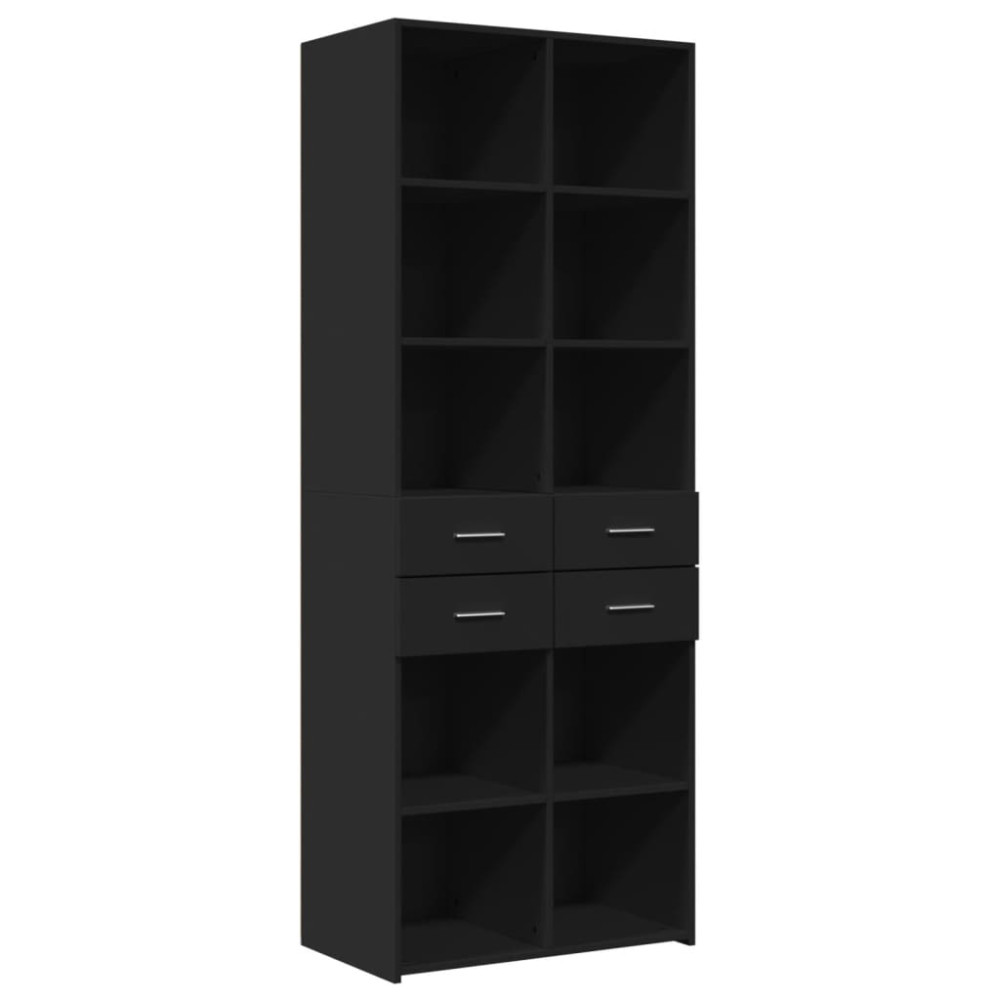 Produktbild för Högskåp svart 70x42,5x185 cm konstruerat trä