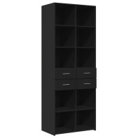 Produktbild för Högskåp svart 70x42,5x185 cm konstruerat trä