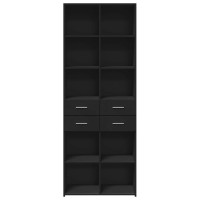 Produktbild för Högskåp svart 70x42,5x185 cm konstruerat trä