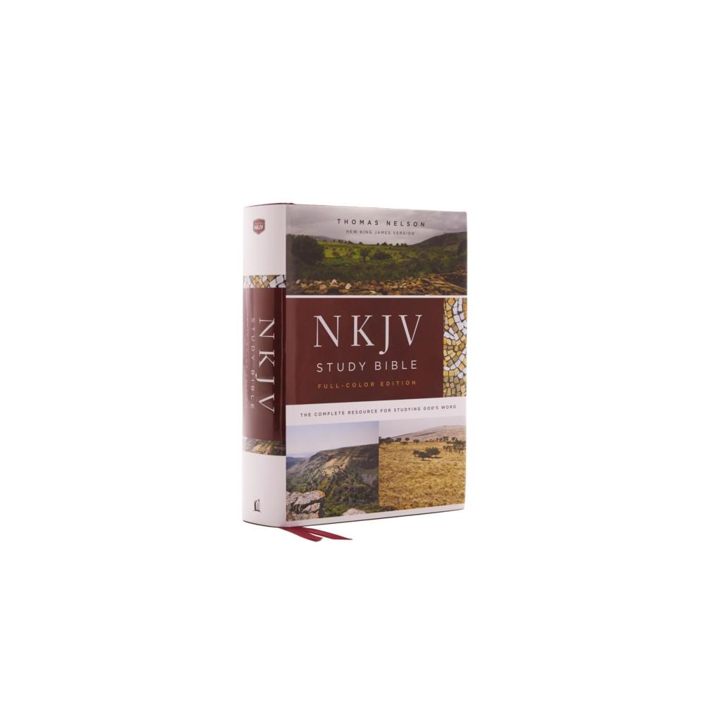 Produktbild för NKJV Study Bible, Hardcover, Burgundy, Full-Color, Comfort Print (inbunden, eng)