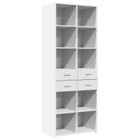 Produktbild för Högskåp vit 70x42,5x185 cm konstruerat trä