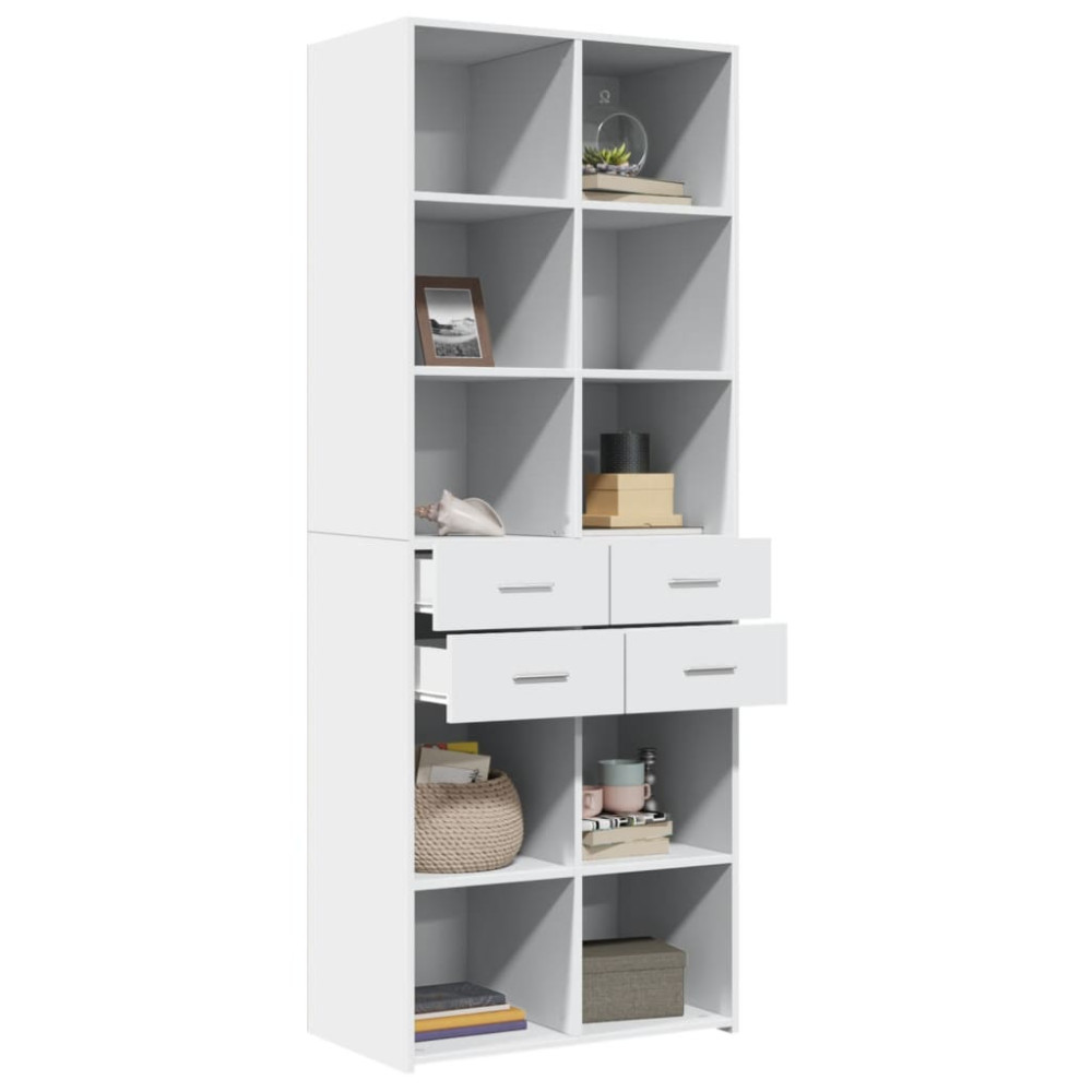 Produktbild för Högskåp vit 70x42,5x185 cm konstruerat trä