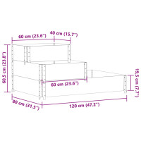 Produktbild för Pallkrage 3 nivåer grå 120x80 cm massiv furu