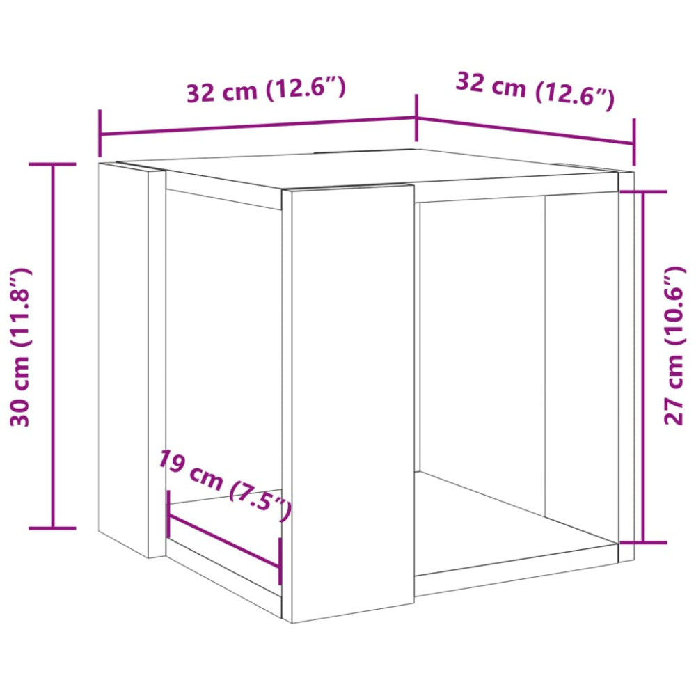 Produktbild för Soffbord vit 32x32x30 cm konstruerat trä