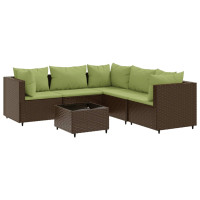 Produktbild för Loungegrupp med dynor brun konstrotting