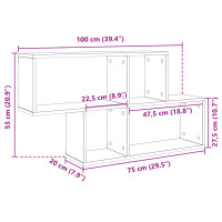 Produktbild för Vägghylla brun ek 100x20x53 cm konstruerat trä