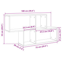 Produktbild för Vägghylla rökfärgad ek 100x20x53 cm konstruerat trä