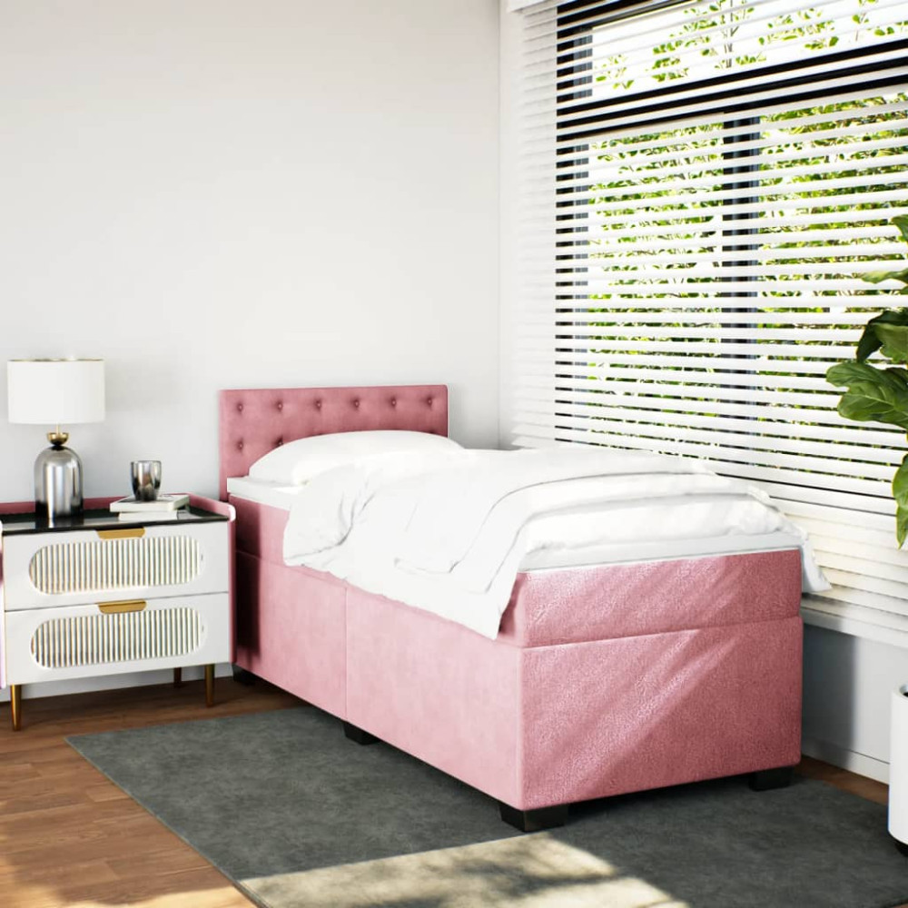 Produktbild för Ramsäng med madrass rosa 80x200 cm sammet