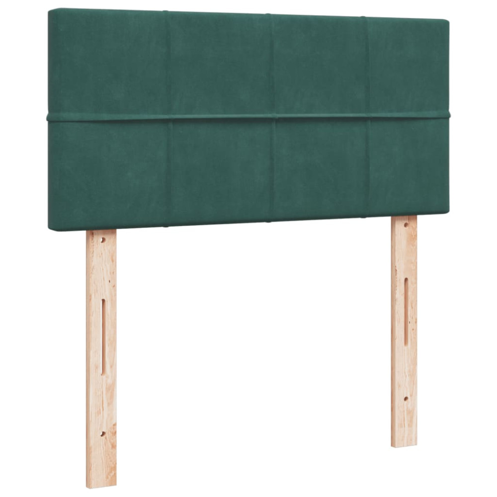 Produktbild för Ramsäng med madrass mörkgrön 90x190 cm sammet