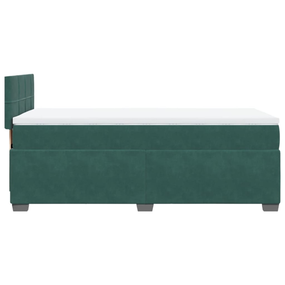 Produktbild för Ramsäng med madrass mörkgrön 90x190 cm sammet