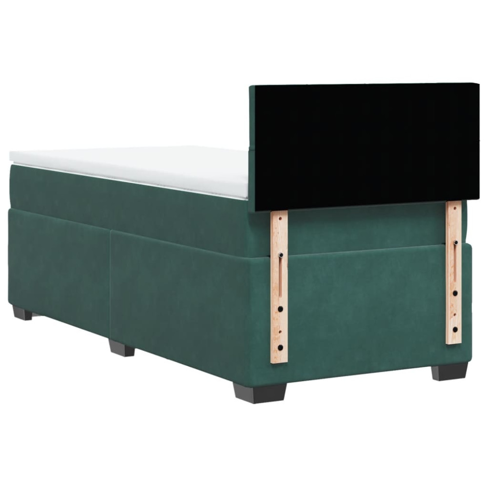 Produktbild för Ramsäng med madrass mörkgrön 90x190 cm sammet