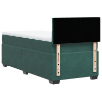 Produktbild för Ramsäng med madrass mörkgrön 90x190 cm sammet