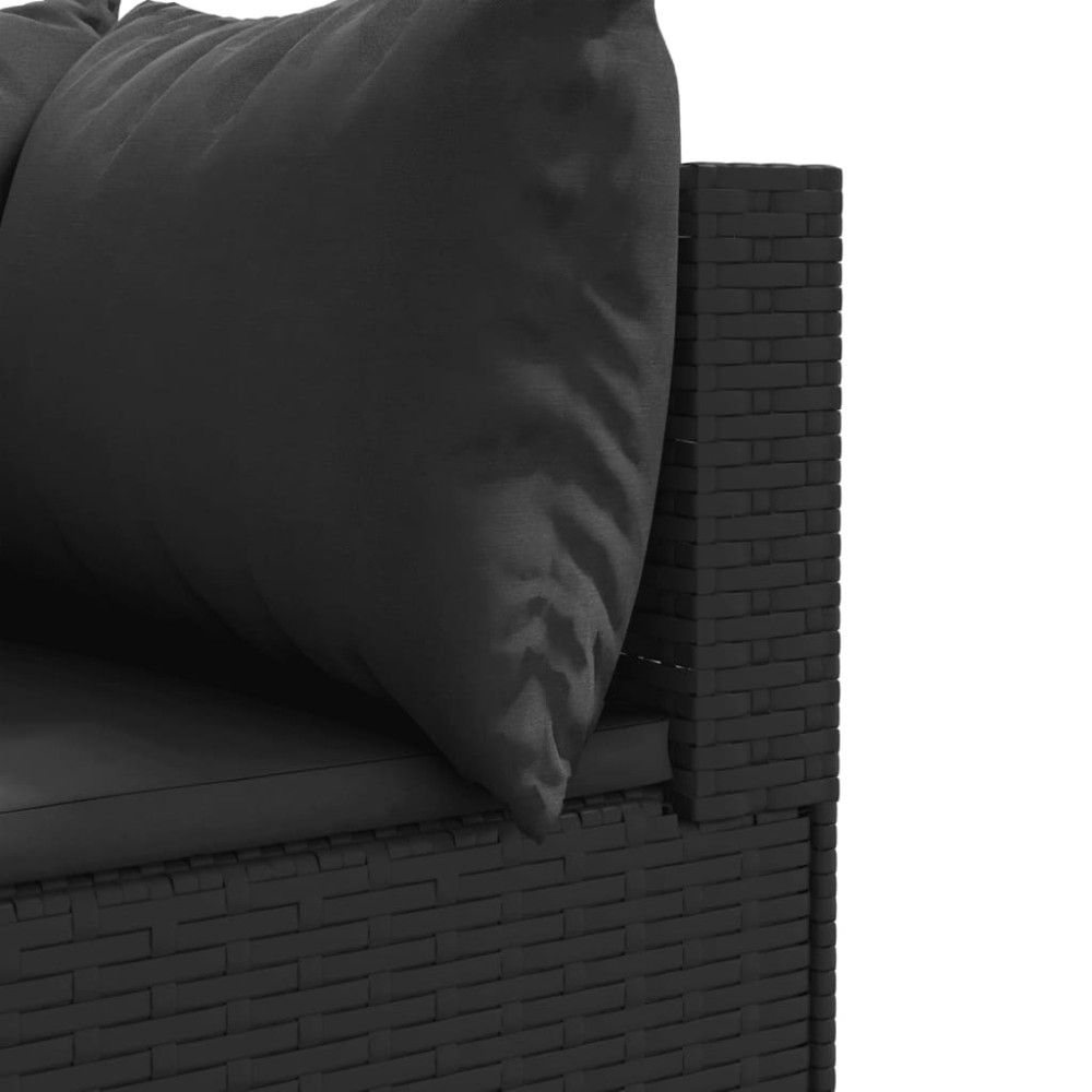 Produktbild för Loungegrupp för trädgården med dynor 4 delar svart konstrotting