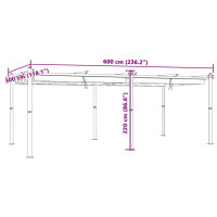 Produktbild för Paviljong med infällbart tak taupe 3x6 m aluminium