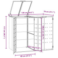 Produktbild för Skjul för sopkärl för 2 platser svart 138x79x117 cm stål