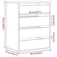 Produktbild för Byrå rökfärgad ek 60x41x76 cm konstruerat trä