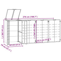 Produktbild för Skjul för sopkärl för 4 platser grå 276x79x117 cm stål