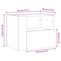 Produktbild för Väggmonterade sängbord 2 st betonggrå 45x30x35 cm