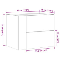 Produktbild för Väggmonterade sängbord 2 st betonggrå 45x30x35 cm