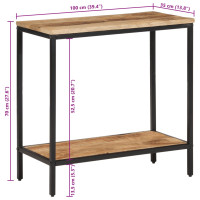 Produktbild för Avlastningsbord 100x35x70 cm massivt grovt mangoträ