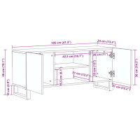 Produktbild för Tv-bänk vit 105x34x46 cm massivt mangoträ