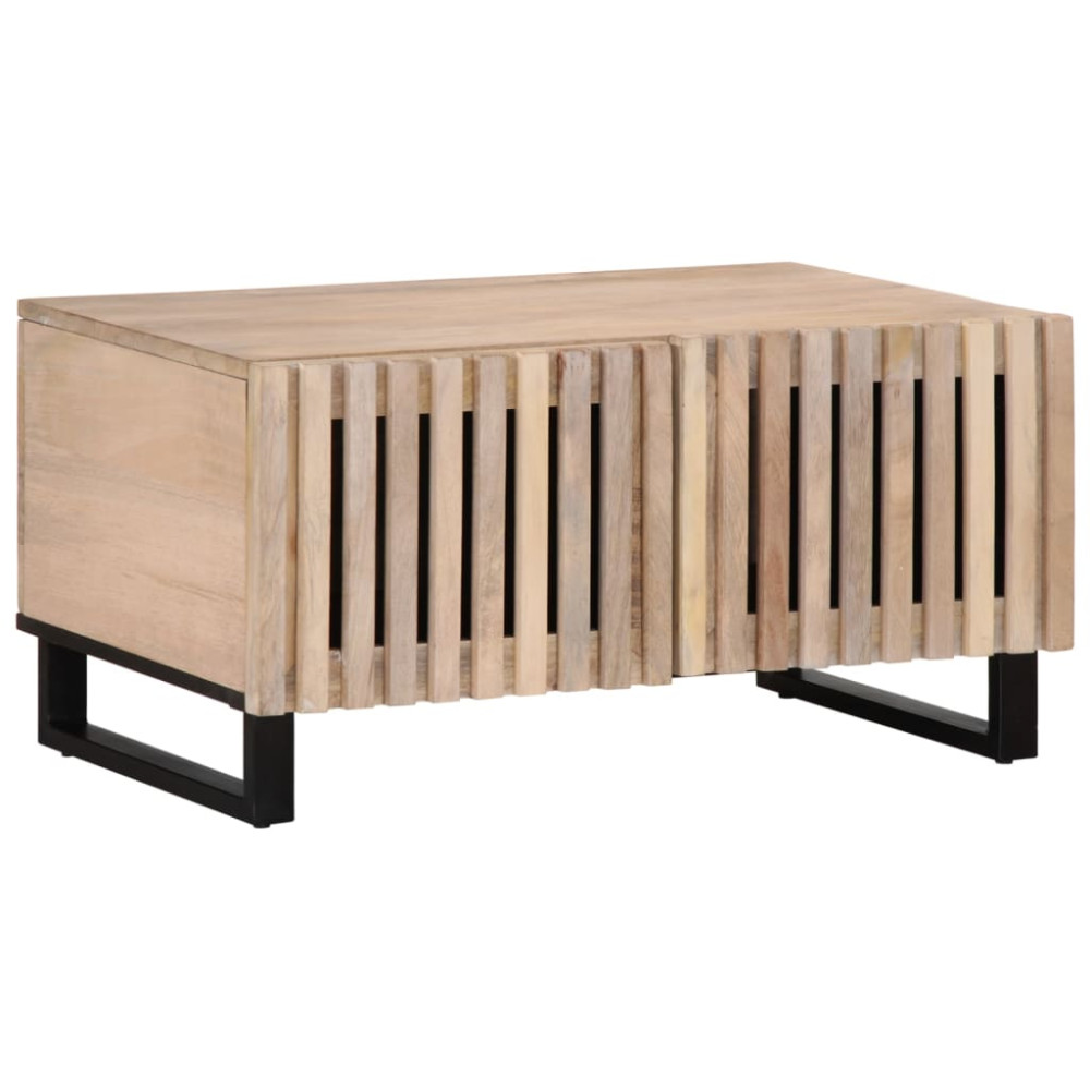 Produktbild för Soffbord vit 80x51x40 cm massivt mangoträ