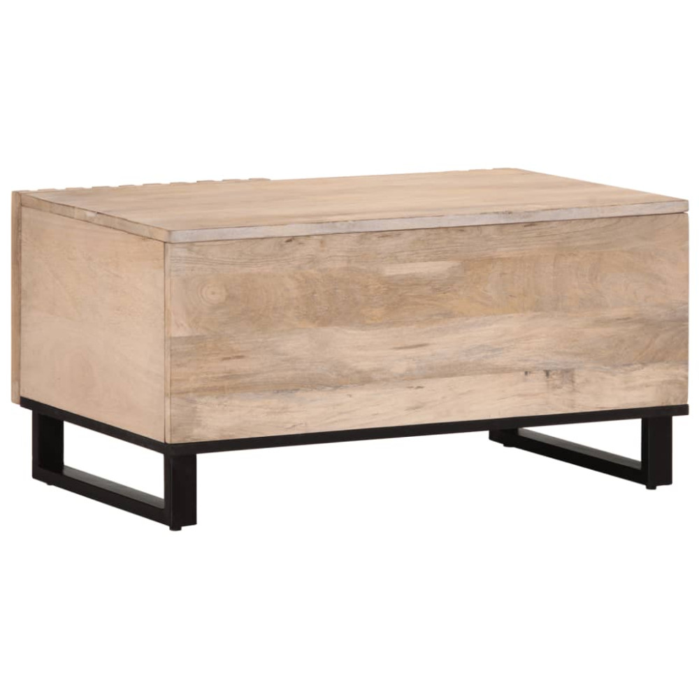 Produktbild för Soffbord vit 80x51x40 cm massivt mangoträ