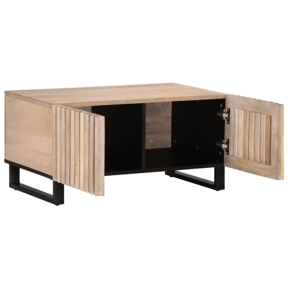 Produktbild för Soffbord vit 80x51x40 cm massivt mangoträ