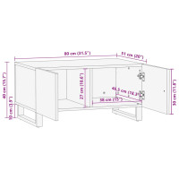 Produktbild för Soffbord vit 80x51x40 cm massivt mangoträ