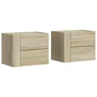 Produktbild för Väggmonterade sängbord 2 st sonoma-ek 45x30x35 cm