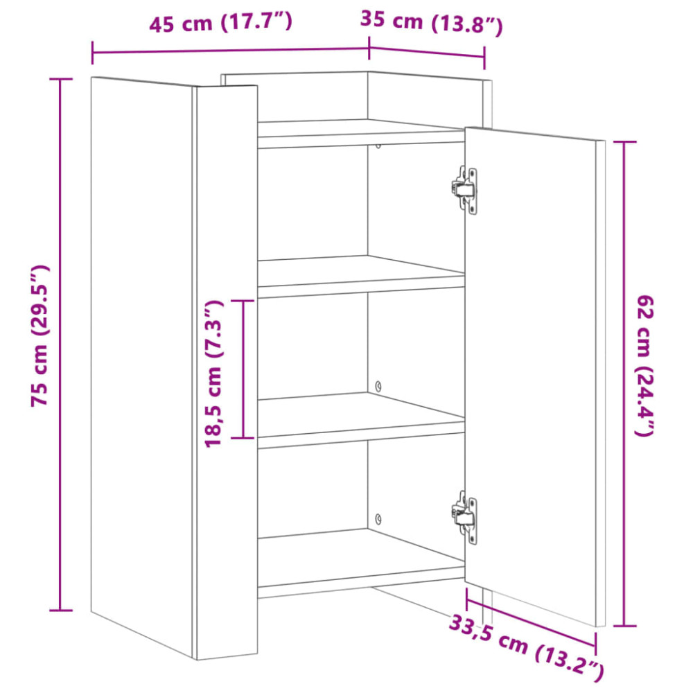 Produktbild för Skänk betonggrå 45x35x75 cm konstruerat trä