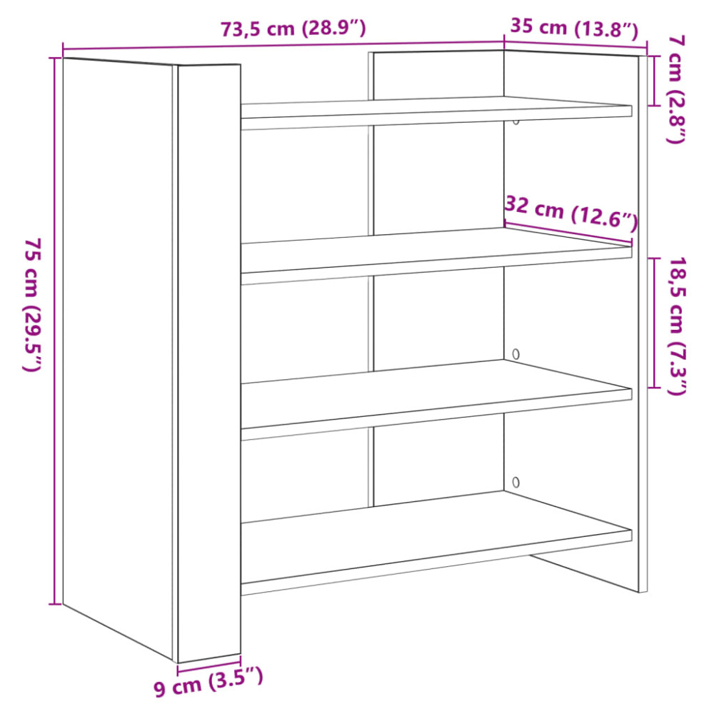 Produktbild för Skänk betonggrå 73,5x35x75 cm konstruerat trä