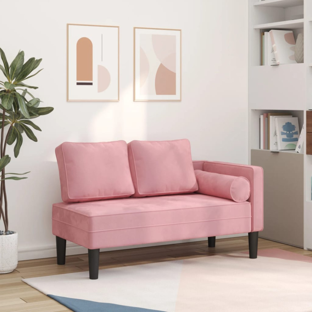 Produktbild för Schäslong med dynor rosa sammet