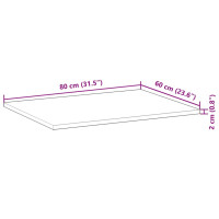 Produktbild för Bordsskiva rektangulär 80x60x2 cm massivt akaciaträ