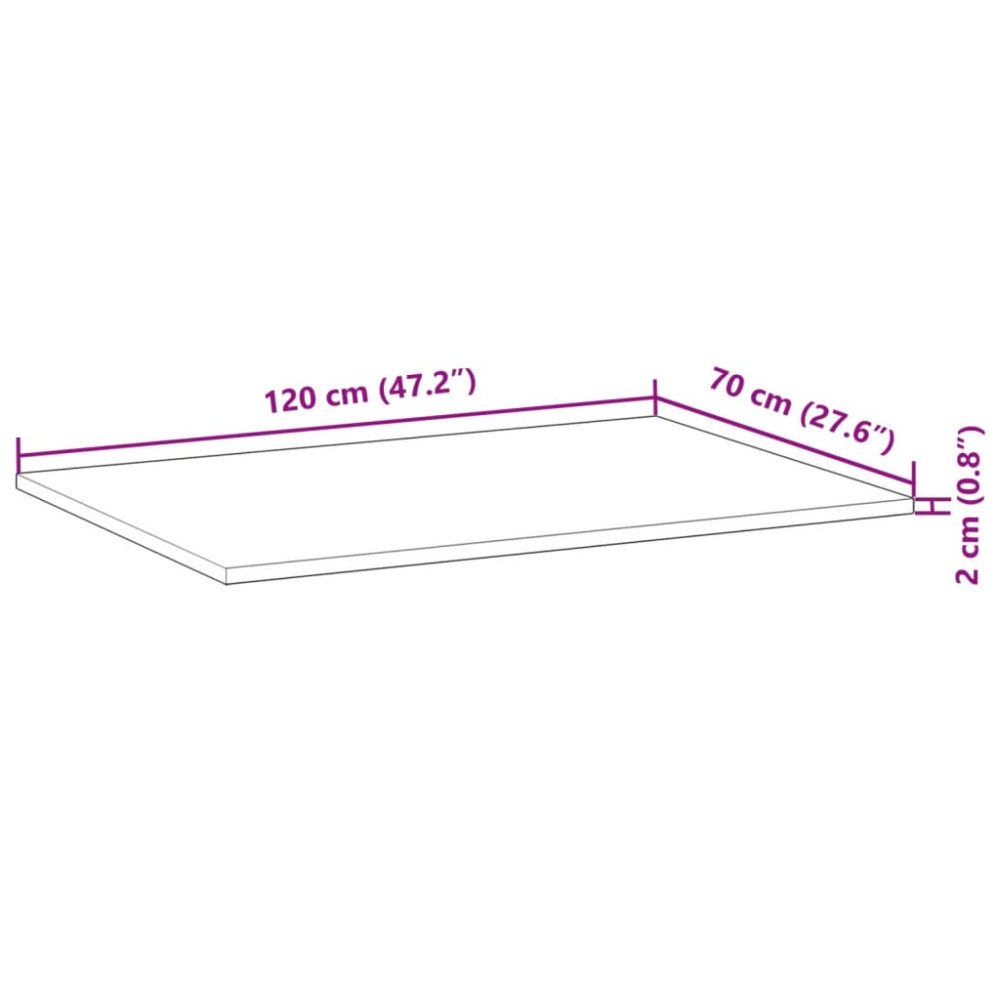 Produktbild för Bordsskiva rektangulär 120x70x2 cm massivt akaciaträ