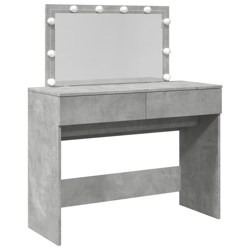 Produktbild för Sminkbord med LED betonggrå 100x40x120 cm