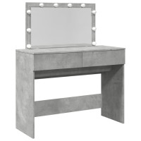 Produktbild för Sminkbord med LED betonggrå 100x40x120 cm