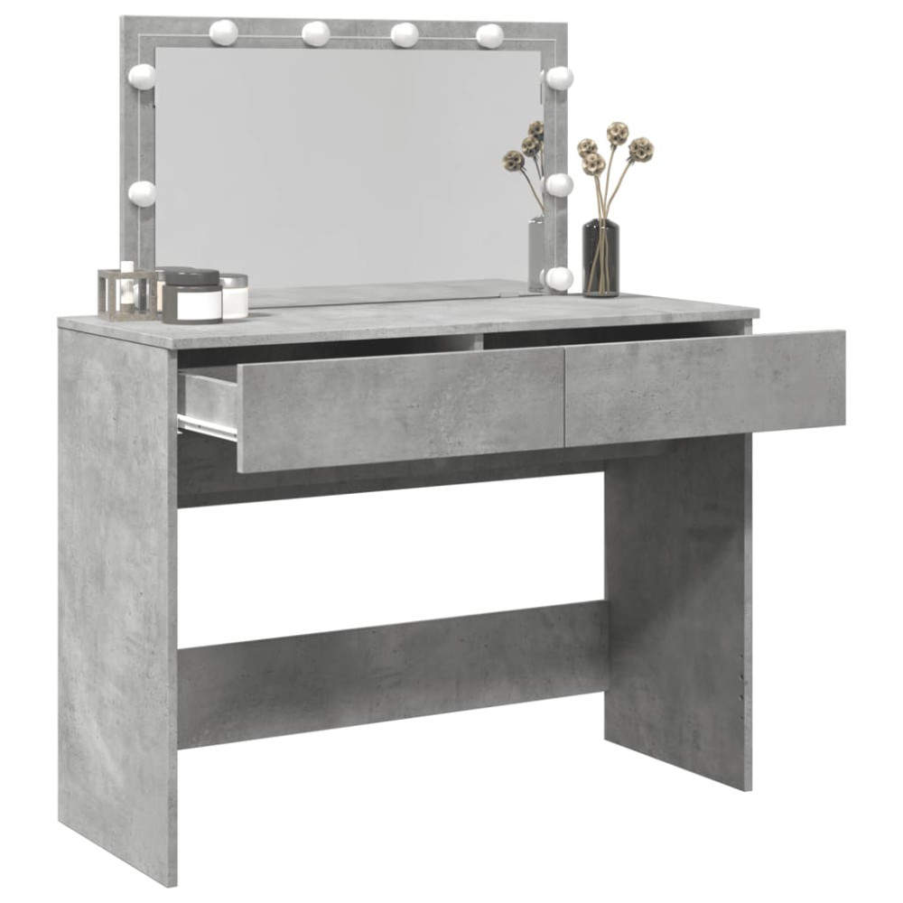 Produktbild för Sminkbord med LED betonggrå 100x40x120 cm