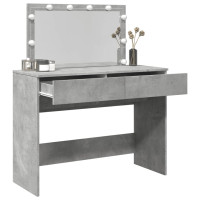 Produktbild för Sminkbord med LED betonggrå 100x40x120 cm
