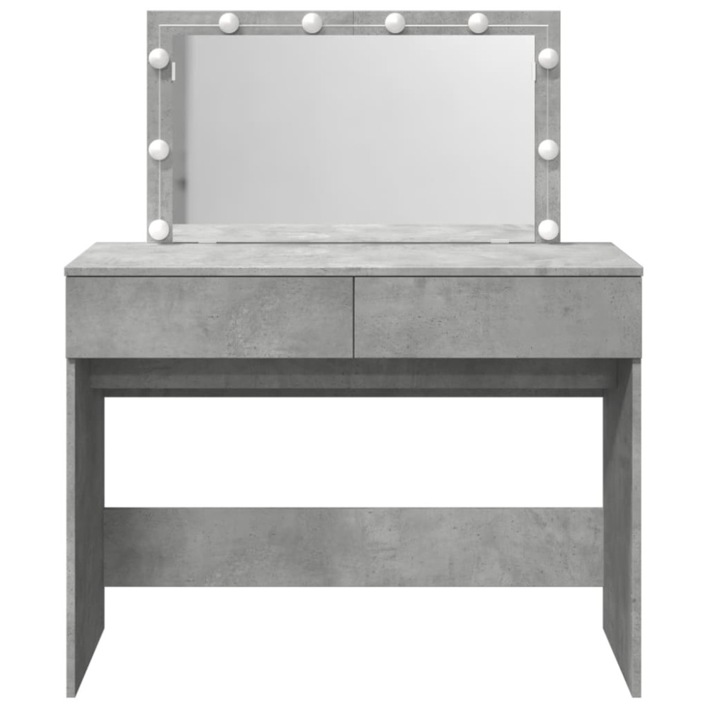 Produktbild för Sminkbord med LED betonggrå 100x40x120 cm