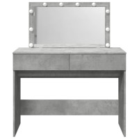 Produktbild för Sminkbord med LED betonggrå 100x40x120 cm