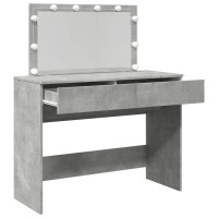 Produktbild för Sminkbord med LED betonggrå 100x40x120 cm