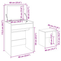 Produktbild för Sminkbord med pall svart 60x40x113,5 cm