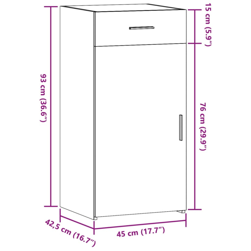 Produktbild för Skåp vit 45x42,5x93 cm konstruerat trä