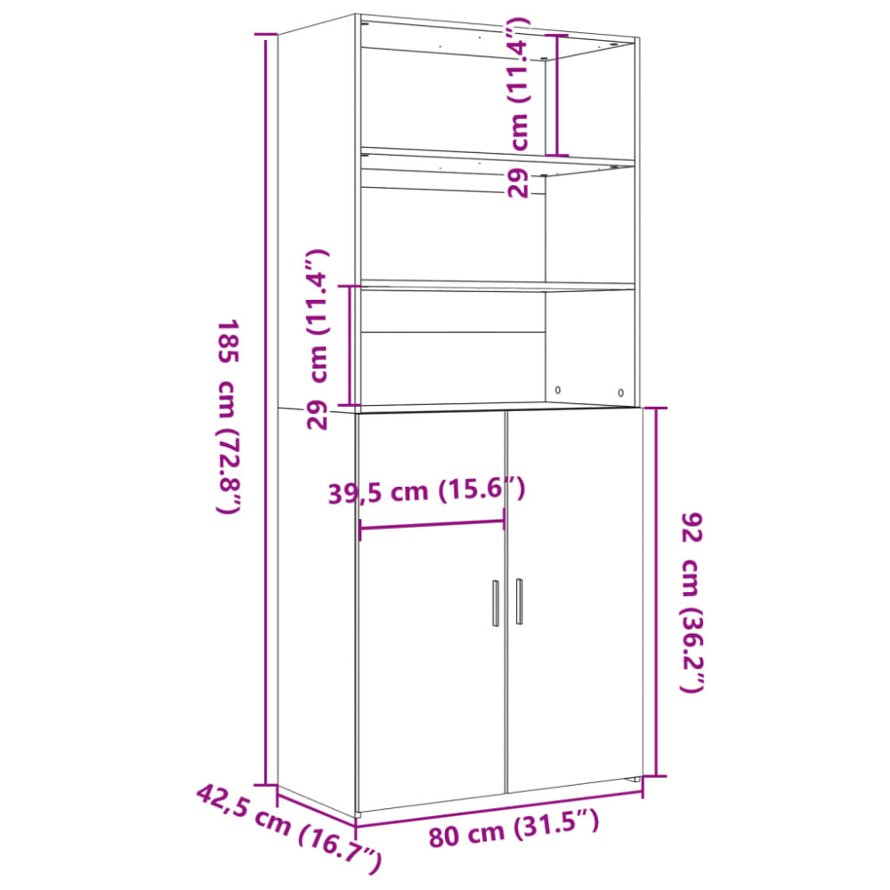 Produktbild för Högskåp sonoma-ek 80x42,5x185 cm konstruerat trä