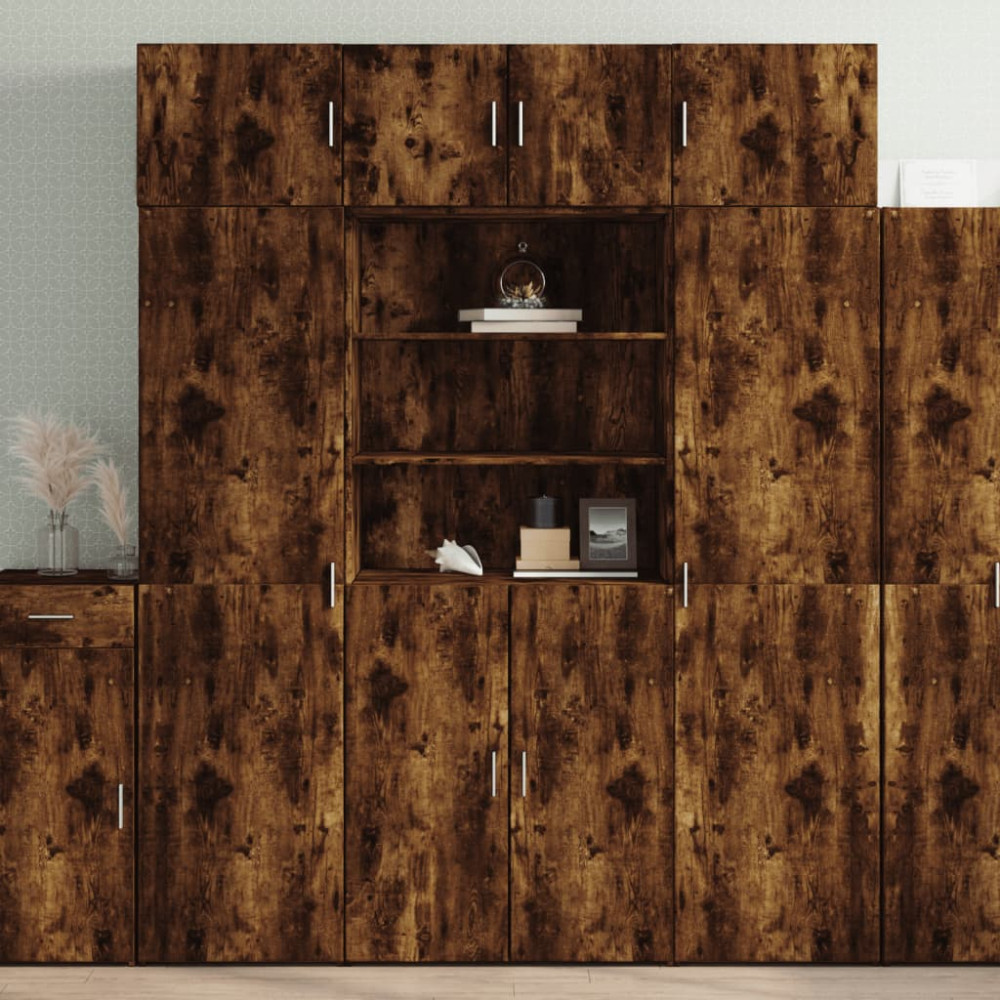 Produktbild för Högskåp rökfärgad ek 80x42,5x185 cm konstruerat trä