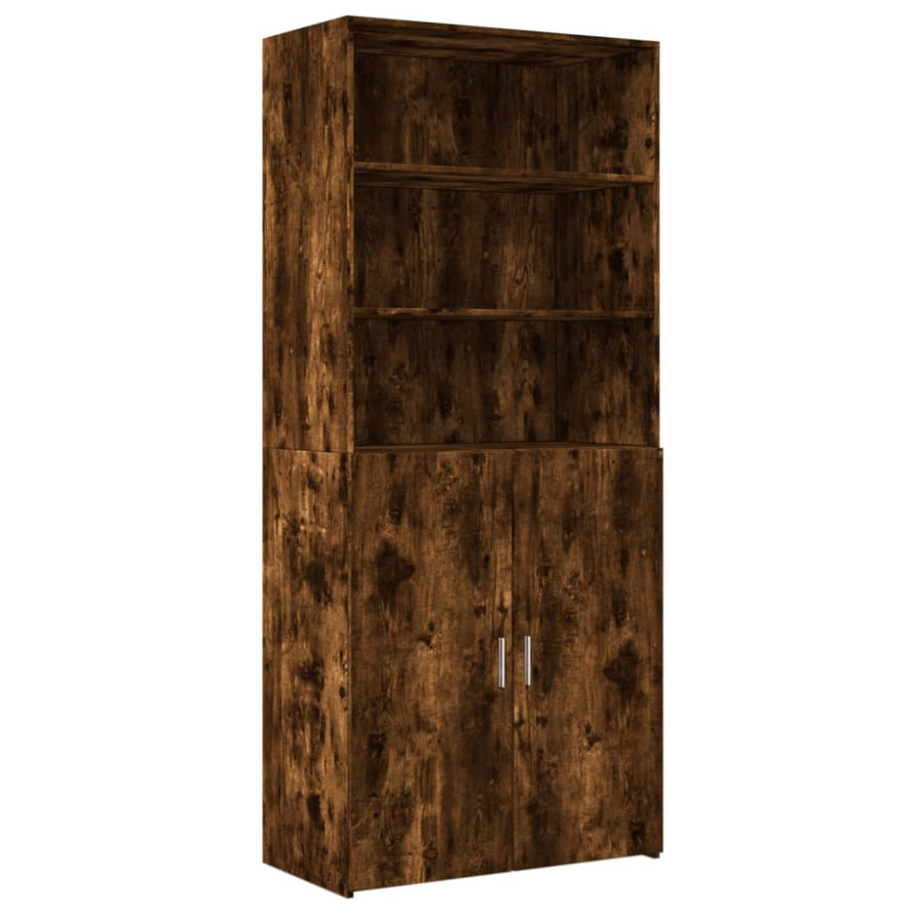 Produktbild för Högskåp rökfärgad ek 80x42,5x185 cm konstruerat trä