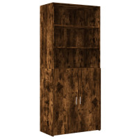 Produktbild för Högskåp rökfärgad ek 80x42,5x185 cm konstruerat trä