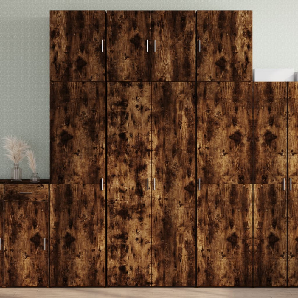 Produktbild för Högskåp rökfärgad ek 80x42,5x249 cm konstruerat trä